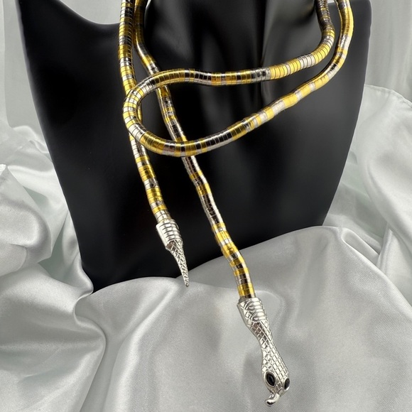 Serpentine fixable Serpent Snake Gold and Silver Wrap Necklace - Picture 3 of 8